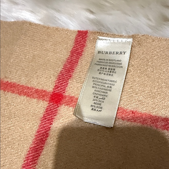 Burberry Beige and Red Cashmere Scarf - Picture 2 of 9